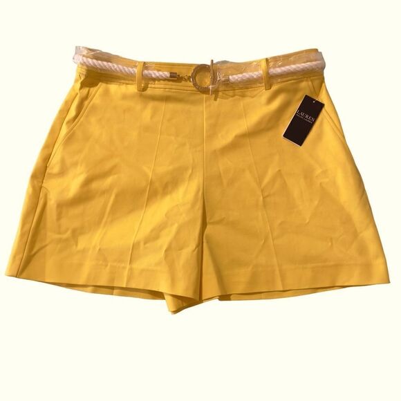 Ralph Lauren Black Label Pants - Ralph Lauren Black Label Yellow Shorts with Rope & Yellow Gold Belt Size 16 NWT